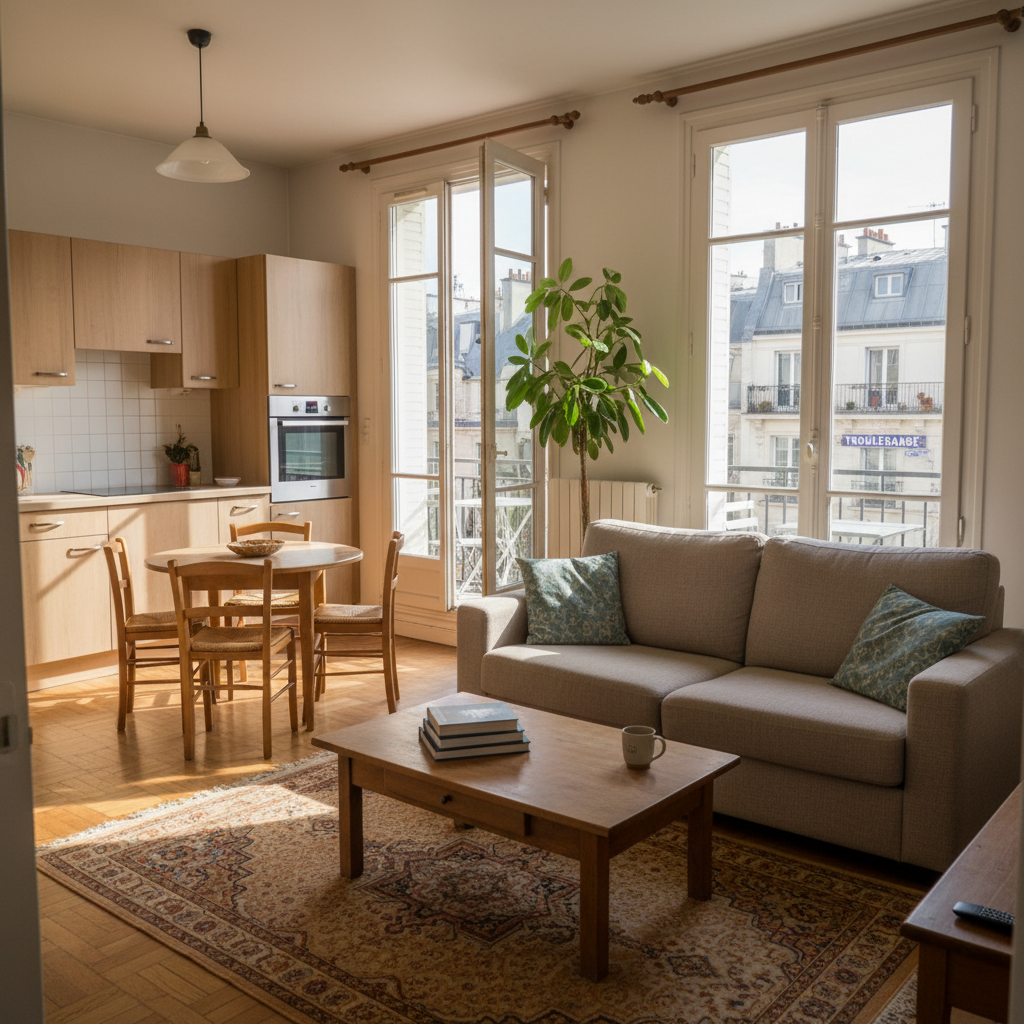 Appartement à vendre avec balcon, cuisine équipée et gardienne sous 450 000 euros près du quartier Troulebarde Paris 13ème